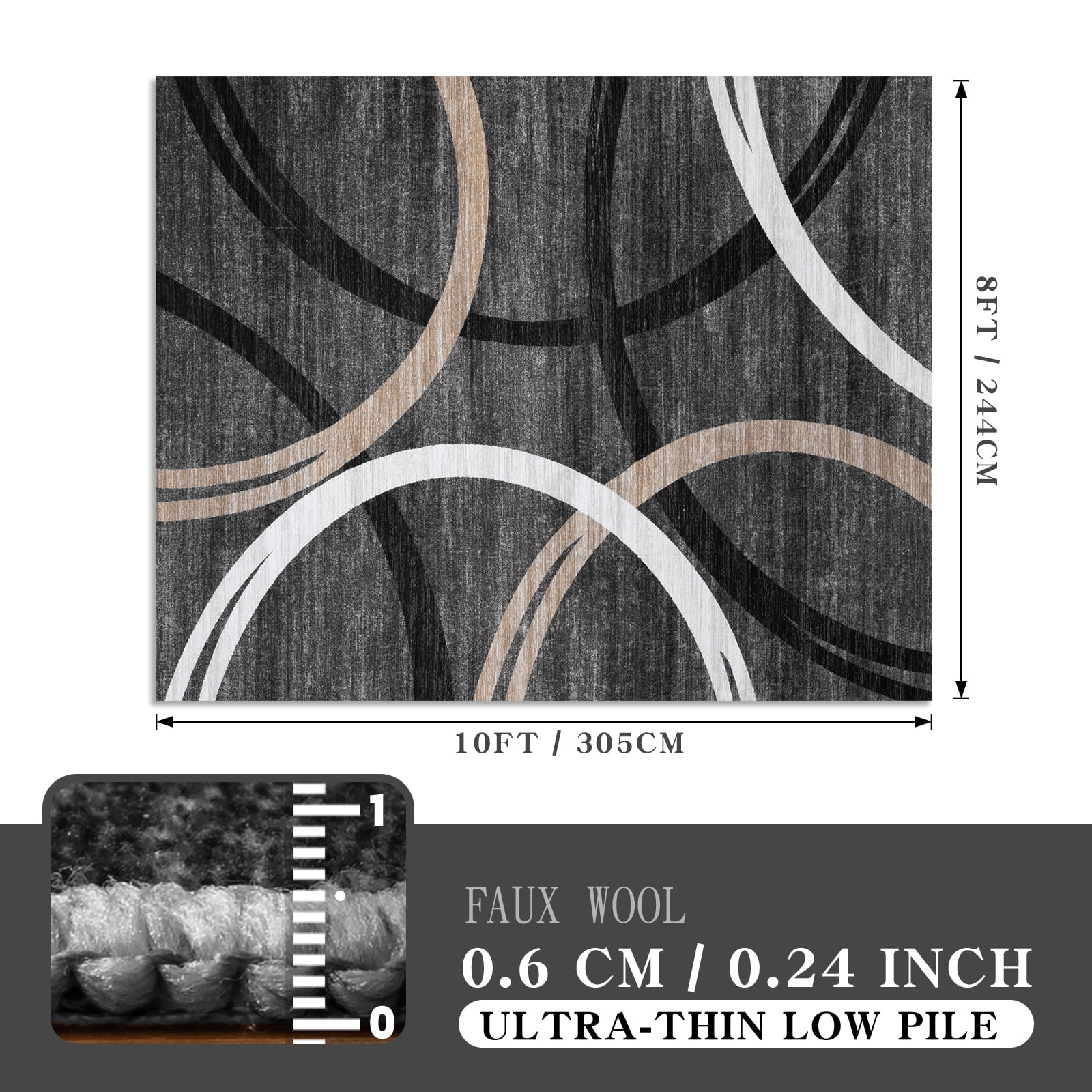 ChakmeOne 8x10 Washable Rug for Living Room Modern Abstract Area Rug Low Pile Non Slip for Home Office & High Traffic Areas