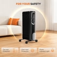 thumbnail image 4 of JIOABL Oil Filled Radiator Heater for Indoor Use, 1500W with Adjustable Thermostat, for Office Bedroom Home,Black, 4 of 9