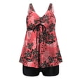 thumbnail image 2 of MSJUHEG Maillot de Bain Deux Pièces pour Femmes Maillots de Bain pour Femmes Hauts de Bikini Bonnets Amovibles Polyester Auto-Agrippant Amovible Ajustable et Amovible Tankini à Encolure Dégagée Maillots de Bain pour Femmes Rouge m, 2 of 5