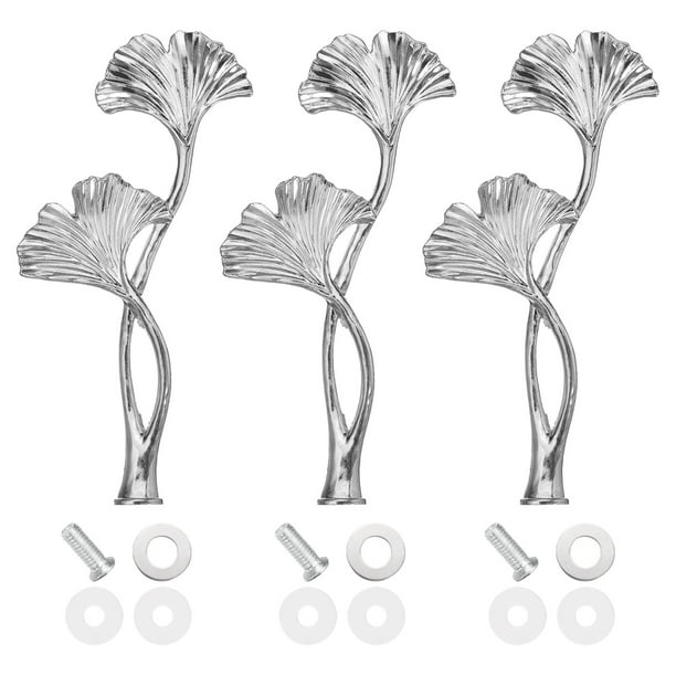 Uxcell Soporte para Pasteles de 1 Nivel con Mango, Juego de 3 Soportes de Metal para Pasteles, Plato para Postres, Plateado (Flor)