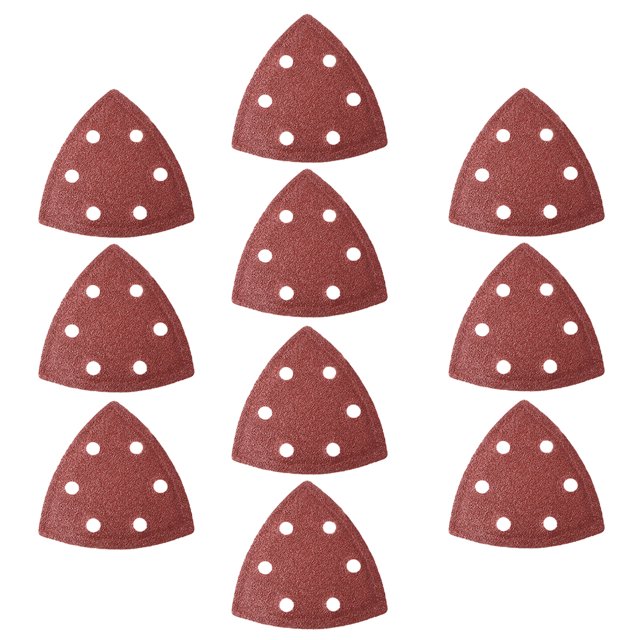 Lija de Detalle Triangular, Papel de Lijado, Almohadillas de Lijado Variadas, 6 Agujeros 80 Grits 10pcs