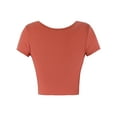 thumbnail image 3 of A2Y Women's Basic Ribbed Short Sleeve Rayon Crew Neck Fitted Crop Top Tee Rose Wood S, 3 of 5