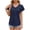 Navy, variant on Plus Size Tops for Womens 2025 Fashion Casual Solid Color Short Sleeve V-Neck Blouses Shirts