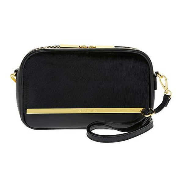 JOY & IMAN Luxe Leather & Calf Hair Crossbody Bag with RFID ~ Black