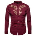 thumbnail image 1 of Camisas de Vestir de Cuello de Banda de Manga Larga Con Bordado Floral Casual Para Hombres Odeerbi  ODB-6, 1 of 4