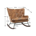 thumbnail image 2 of Rocking Chair, Accent Wingback Armchair with Backrest, Metal Legs and Armrest, Upholstered Sofa Chair Leisure Chair with Padded Seat for Living Room Bedroom Office, Coffee, 2 of 7