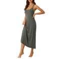 thumbnail image 4 of INSPIRE CHIC Women's Pajama Dress Slip Round Neck Cross Back Camisole Long Nightgowns M Gray, 4 of 6