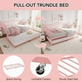 thumbnail image 3 of Daybed with Trundle Bed, Twin Size Day Bed with Pull-Out Trundle, Daybed with Love-Heart Headboard, Steel Slat Support, Metal Sofa Day Bed for Living Room, Bedroom, 3 of 8
