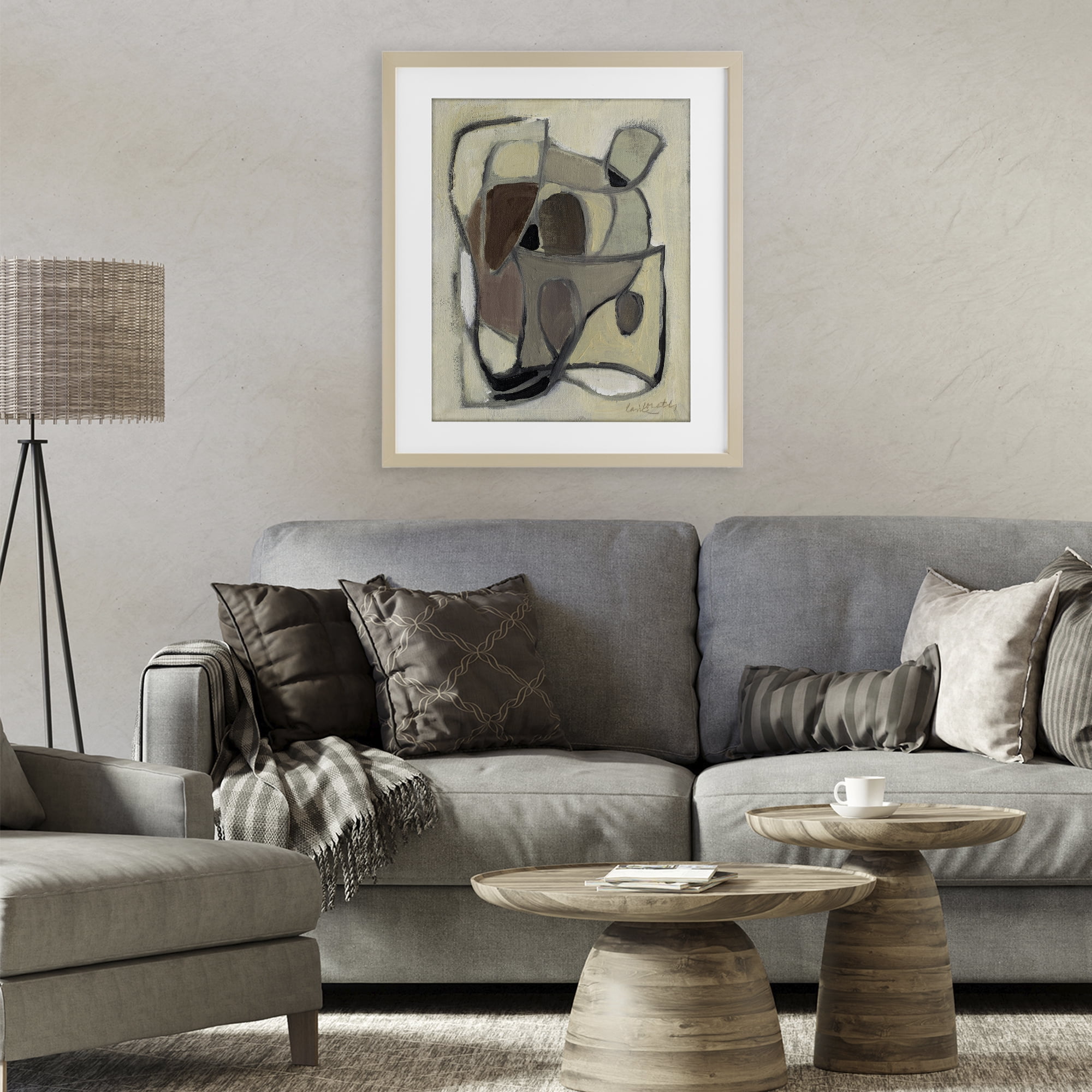 Stupell Industries Rustic Curved Shapes Abstract Birch Framed Print Under Glass, design by Lanie Loreth