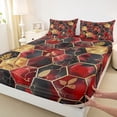 thumbnail image 3 of Feelyou Chic Fashion Honeycomb Full Size Sheets, Black Red Abstract Ombre Bed Sheets, Leaf Plant Botanical Sheet Sets, Lightweight Room Decor, 4-Piece, 3 of 7