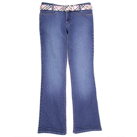 No Boundaries - Juniors L-Pocket Jean With Plaid-Belt