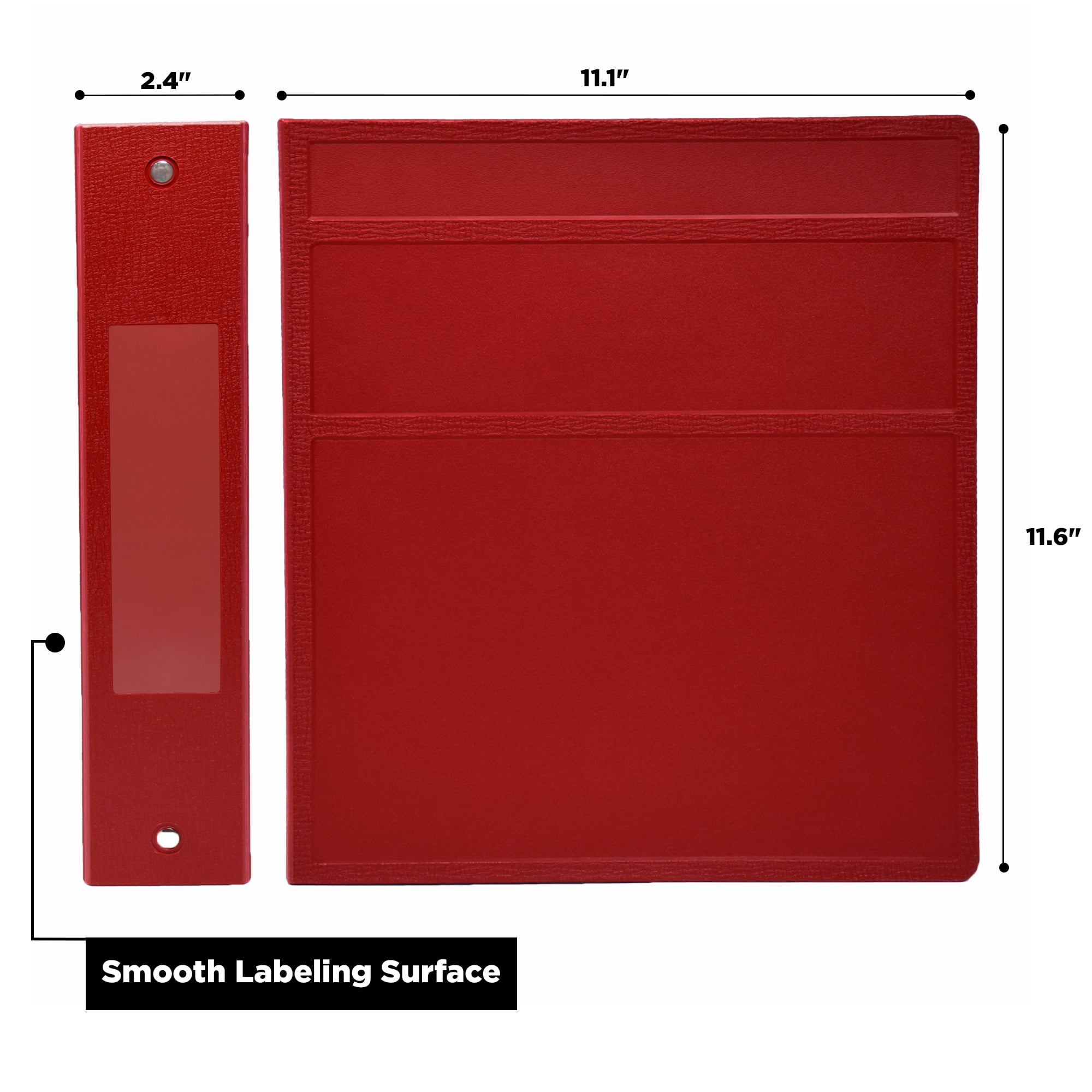 Carstens 2-Inch Heavy Duty 3-Ring Binder - Side Opening, Brick Red