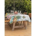 thumbnail image 2 of Easter Eggs Outdoor Tablecloth - 54x80 Inch Rectangle Dining Table Cover, Spring Flowers Eucalyptus Leaves Wooden Grain Waterproof Outdoor Table Cloth with Umbrella Hole & Zipper for Picnic/Patio, 2 of 7