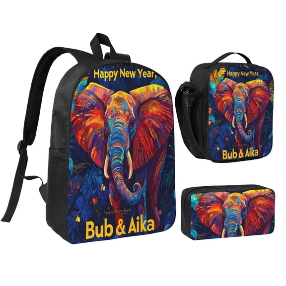 Elephant Backpack 17 Inch Set with Lunch Bag and CaseDurableTravel Bag Combo for Work Commuting Daily Use