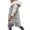 thumbnail image 2 of YueHuiYing Womens Winter Hooded Sleeveless Zip Up Long Puffy Jacket Warm Thick Quilted Coats with Pockets, 2 of 9