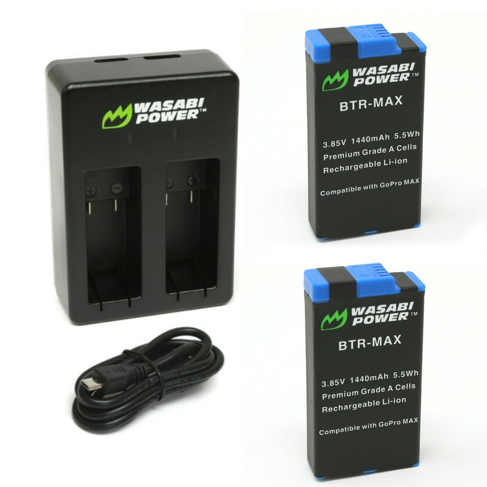 Wasabi Power Battery (2Pack) and Dual Charger for GoPro MAX, ACDBD001