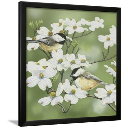 - Springtime and Chickadees Framed Print Wall Art By William Vanderdasson