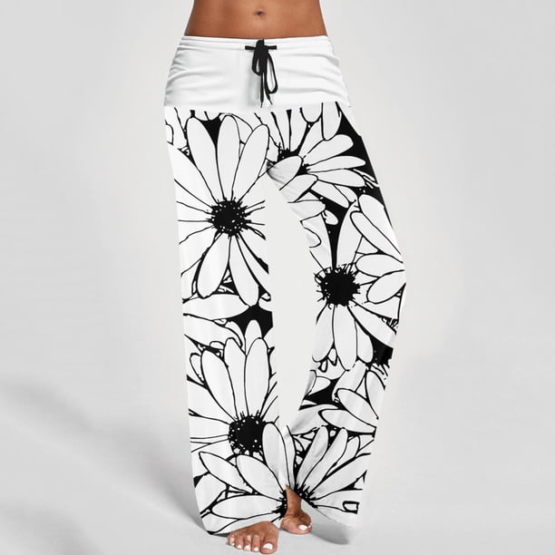 WILLBEST Pantalones Casuales de Cintura Alta Para Mujer Con Bolsillos, Cintura Elástica, Corte Holgado, Estampados, Pantalones de Yoga Largos y Cómodos Chica