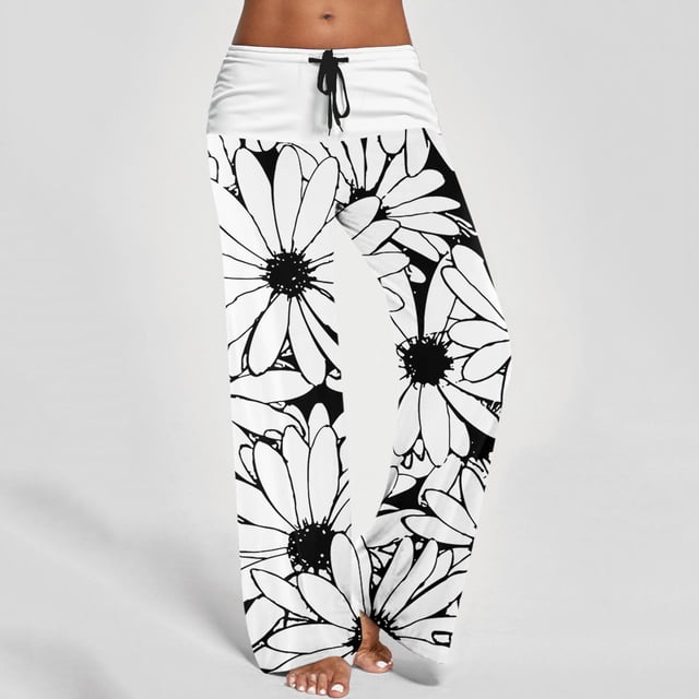 MKLEKYY Leggings push up para mujer, cintura alta, bolsillos, cintura elástica, estampados, pantalones de yoga sueltos, pantalones largos casuales