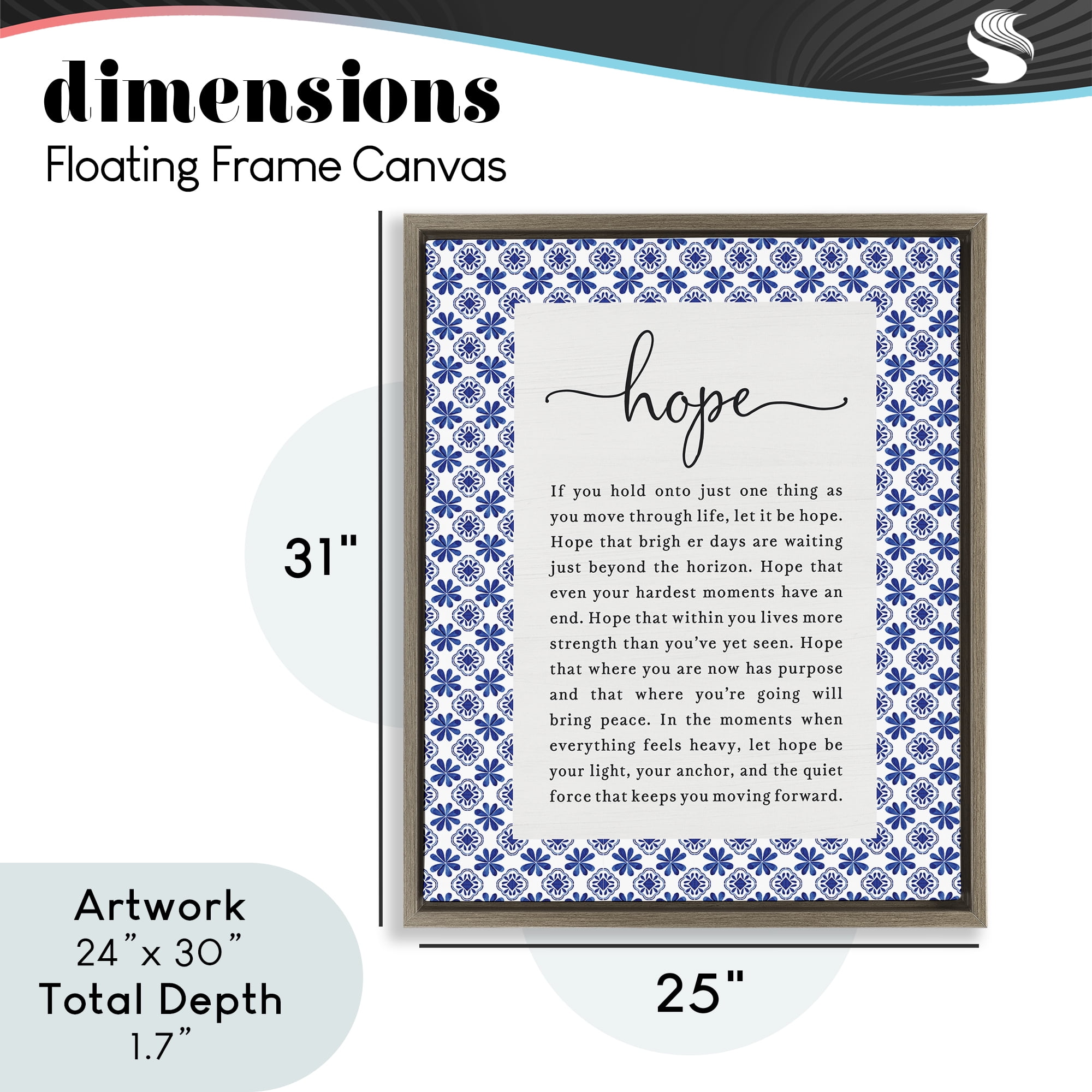 Hope For Brighter Days Brown Framed Floater Canvas Wall Art, design by Lettered and Lined