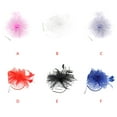 thumbnail image 2 of Chapeau de Mariage Nuptiale Chapeau Plume Mesh Fleurs Partie Cocktail Coiffure Cheveux Fleurs - Rouge, 2 of 9