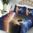 thumbnail image 5 of Ambesonne Universe Fitted & Top Sheet Set with Shams, Solar System Cornet, Red Blue, 5 of 8