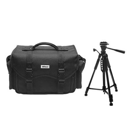 Slr Camera System Bag Nikon Digital SLR Camera System Case Gadget Bag + Deluxe Tripod for D3300, D3400, D5500, D5600, D7200, D7500, D610, D750, D810, D850, D5 ()