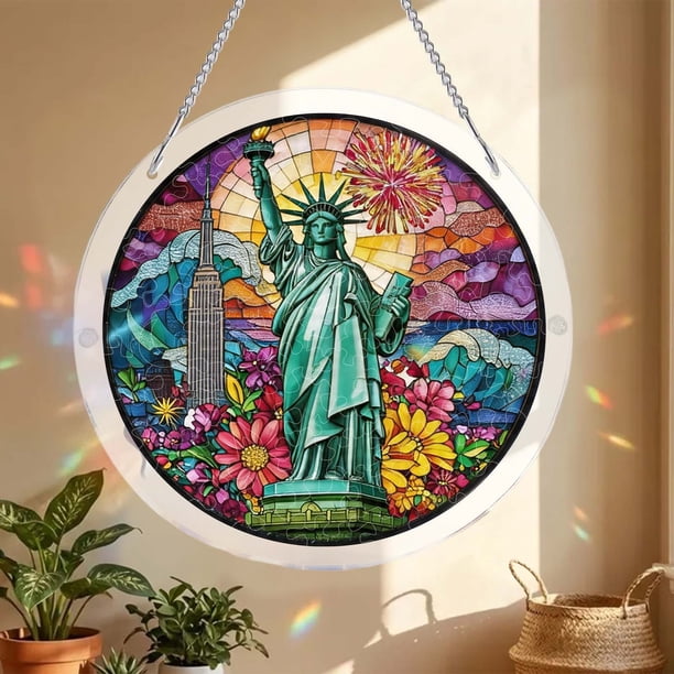 Acrylic Puzzles Suncatcher Window Hanging 83 Pieces Stained Glass Acrylic Puzzle Song Decoration For Women Men Mom Birthday Home Decor