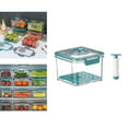 thumbnail image 2 of Food Storage for Vacuum Sealer Rectangle Organizer Plastic Vacuum Vacuum Container Fresh-keeping Box Container Green 1.5L, 2 of 8