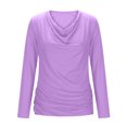 thumbnail image 7 of Lenpel Womens Long Sleeve Tops Cowl Neck Casual Solid Color Shirts Stretch Comfy Soft Fashion Ruched Blouses Fall Outfits, 7 of 7
