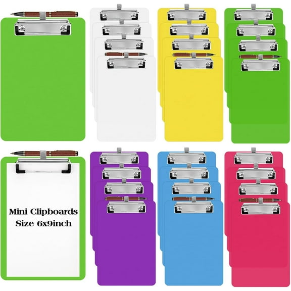 ‎TACYKIBD 12 Pcs Small Clipboards 6x9 with Pen Holder A5 Memo Clip Boards Plastic Colorful Mini Clipboard Bulk for Office Restaurant Cafe Hotel Shopping List, Pen Not Included