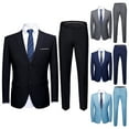 thumbnail image 2 of Skymirror 1 Set Blazer Pants Solid Color Turndown Collar Long Sleeve Slim Fit Two Buttons Formal Suit for Wedding Banquet Prom, 2 of 8