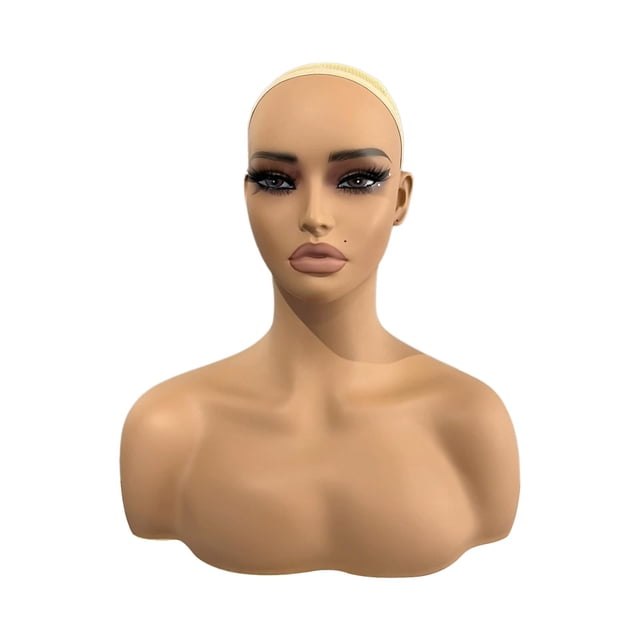 Soporte de exhibición para peluca y cabeza de maniquí, estante de almacenamiento portátil realista para postizos, sombrero para actividades, barbería,