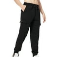 thumbnail image 4 of Mens Casual Jogger Cargo Pants Loose Fit Pants With Multi Pockets Casual Solid Drawstring Elastic Waist Pants Black, 4 of 4