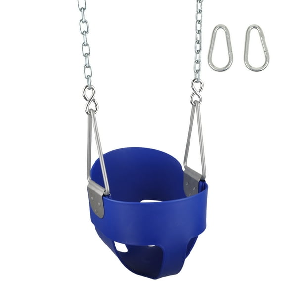 Swing Set Stuff Inc. Highback Full Bucket with 5.5 Ft. Uncoated Chains (Blue)