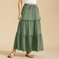 thumbnail image 4 of HomeGardon Maxi Skirts for Women Summer Casual Fashion Solid Color Fold Drawstring Elastic Waist Skirt,S-L, 4 of 6