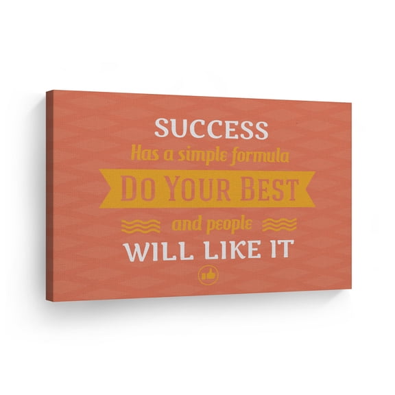 Smile Art Design Success Has a Simple Formula Do Your Best Quote Motivational Canvas Wall Art Inspirational Wall Art Entrepreneur Quote Print Office Living Room Decor Artwork Gift Ready to Hang 8x12