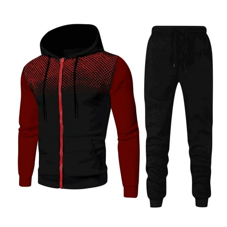 guisaled Men s Tracksuit 2 Pieces Set Zip Up Hoodie Sweatsuits Athletic Jogging Suit Set Long Sleeve Drawstring Casual Workout Outfit