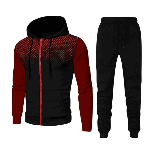 Hueook Mens Sweatsuits 2 Piece Hoodie Tracksuit Sets Long Sleeve Fall Winter Print Sports Outdoor Pullover Sweatshirt Trousers Suit Loungewear Athletic Activewear Outfits on Clearance