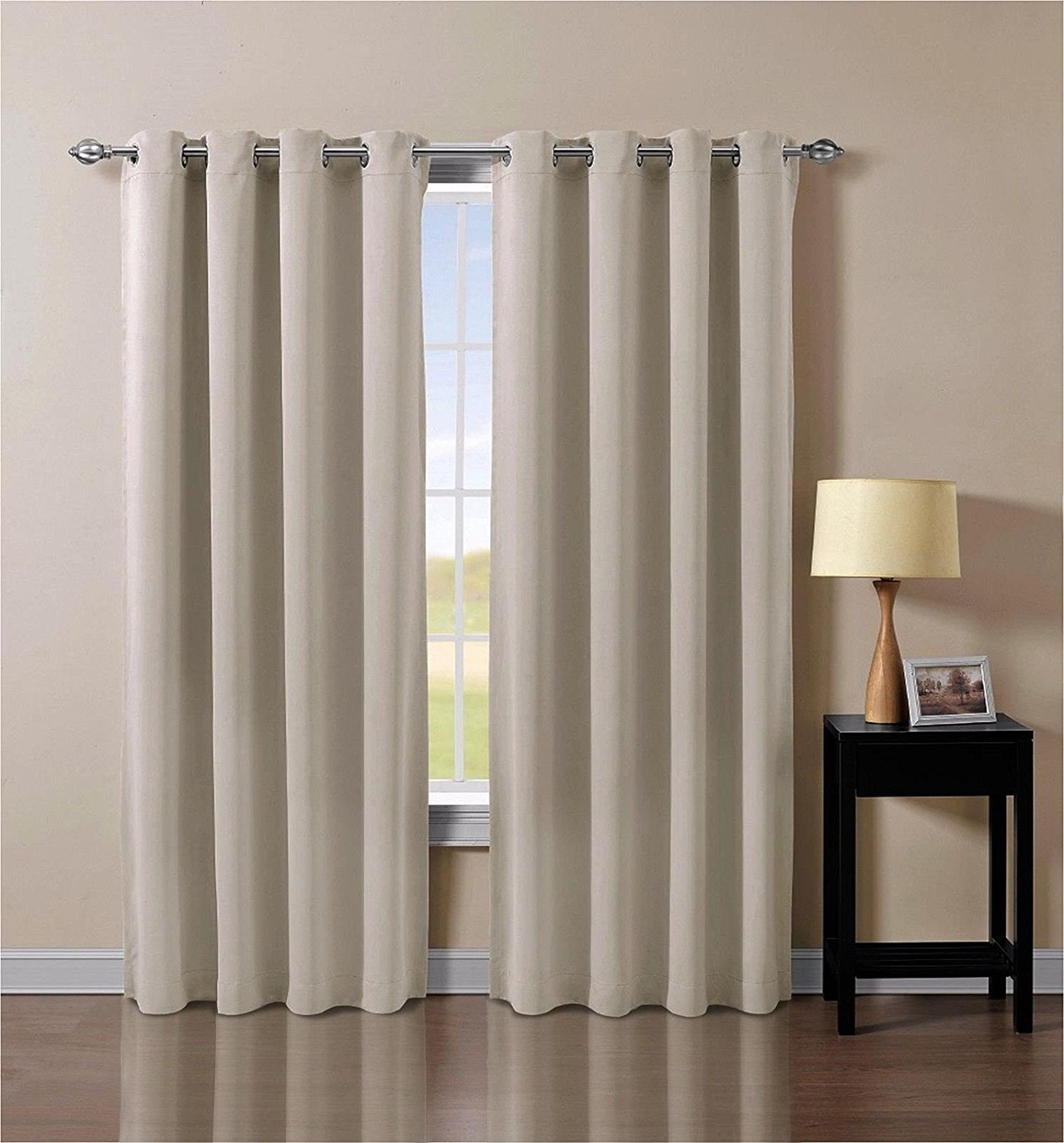 Blackout Window Curtain Panel: Silver Grommets 52"W x 90"L Taupe Single 1 