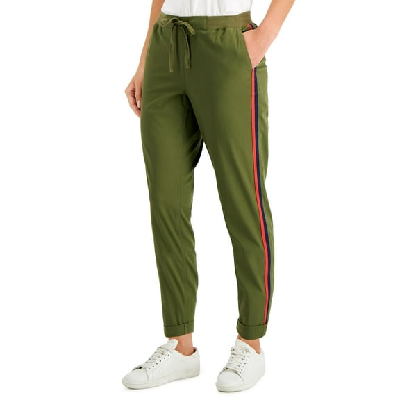 Style & Co Petite Pull On Cuffed Ankle Twill Pants Winter Moss PL