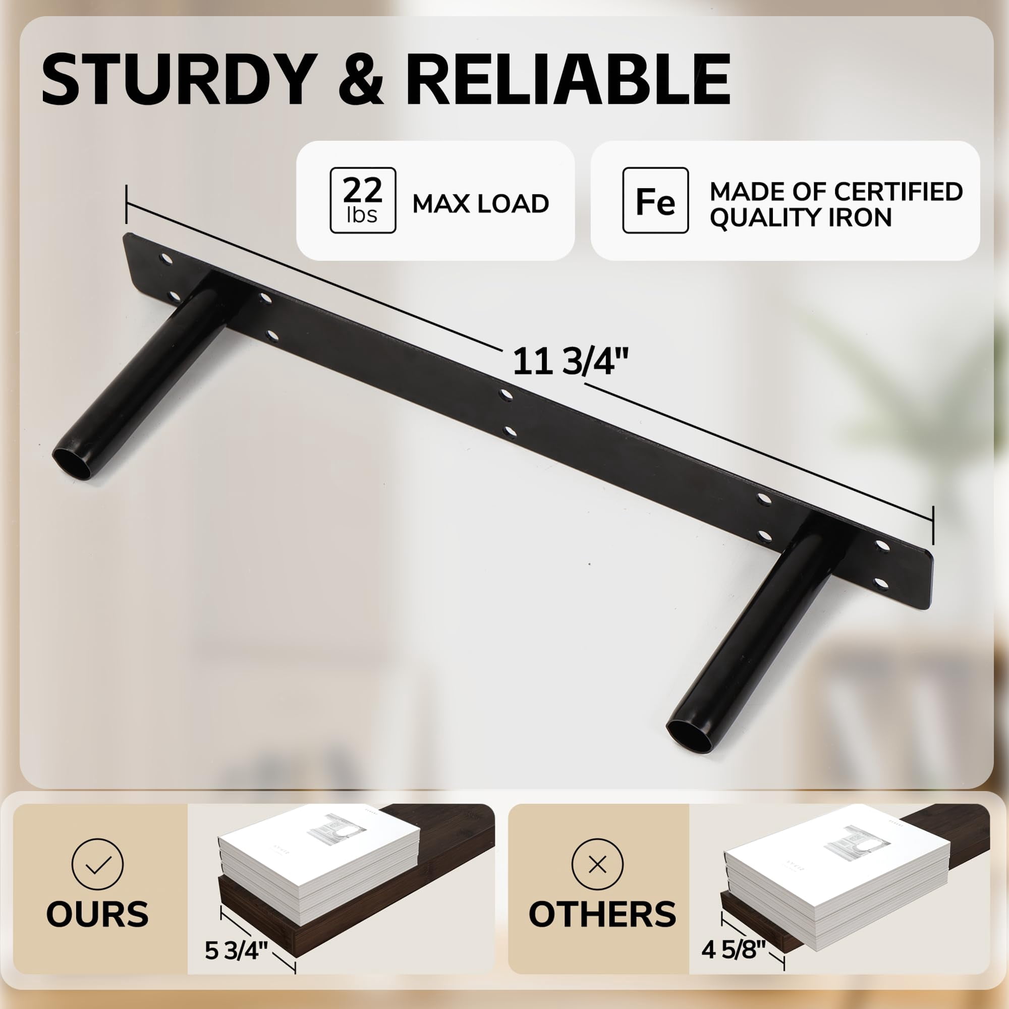 Solid Floating Shelves  Set Of 2 With Invisible Brackets Wood Grain Decor For Living Room Bedroom Kitchen Bathroom & Office Storage
