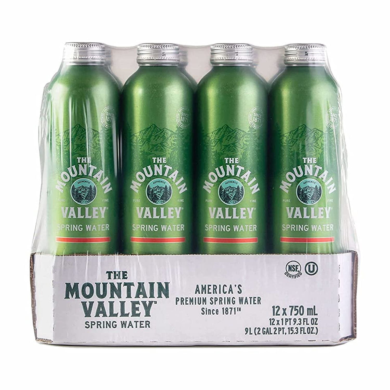 Mountain Valley, Spring Water, Aluminum Bottle, 25.36 ounces, 750ml (Pack of 12)