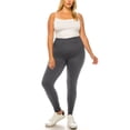 thumbnail image 3 of Women's Plus Size Microfiber Full Length Solid Leggings, Soft Stretch High Waist Pants, 3 of 5