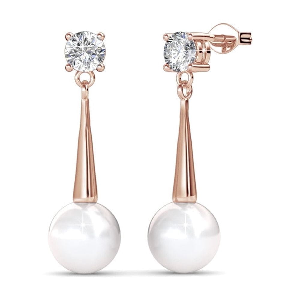 Cate & Chloe Tatum 18k Rose Gold Plated Jewelry Set with Pearl and Swarovski Crystals for Women