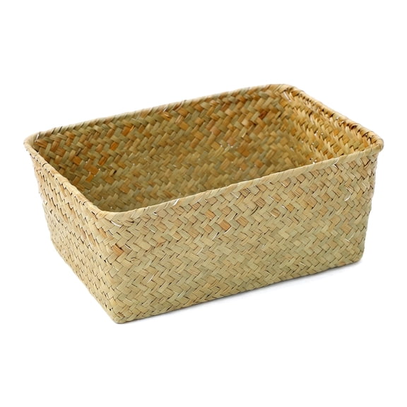 Aemutady Woven Storage Basket 8.26"x3.54"x5.90" Wicker Basket for Closet Organization, Decorative Storage Baskets for Shelves, Natural Woven Bins for Home
