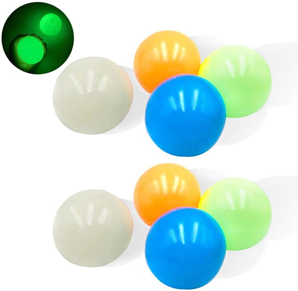 Kids and Adults 2 Luminescent Stress Relief Balls Sticky Ball Tear-Resistant Ceiling Sticky Target Balls Fun Toys Kids and Adults- 45mm Fluorescent Sticky Wall Balls Decompression Toys Balls 
