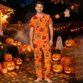 thumbnail image 2 of OIOLOYJM Matching Family Halloween Pajamas Set Cute Ghost Pumpkin Spider Graphic Soft Comfortable Two-Piece Sleepwear Novelty Holiday Party Fashion Short Sleeve Loungewear Pajamas S, 2 of 9
