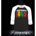 thumbnail image 2 of Shop4Ever Men's Juneteenth 1865 Dripping June 19th Raglan Baseball Shirt Medium Black/White, 2 of 4