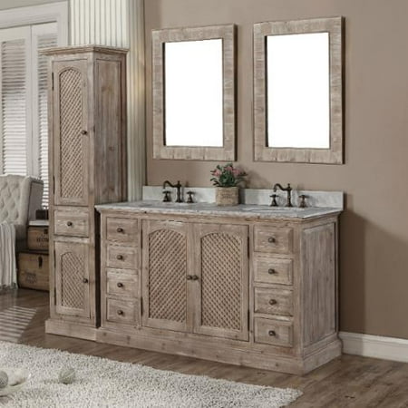 Rustic Style Quartz White Marble Top 60 Inch Double Sink Bathroom Rustic Style Quartz White Marble Top 60 Inch Double Sink Bathroom Vanity With Matching Dual